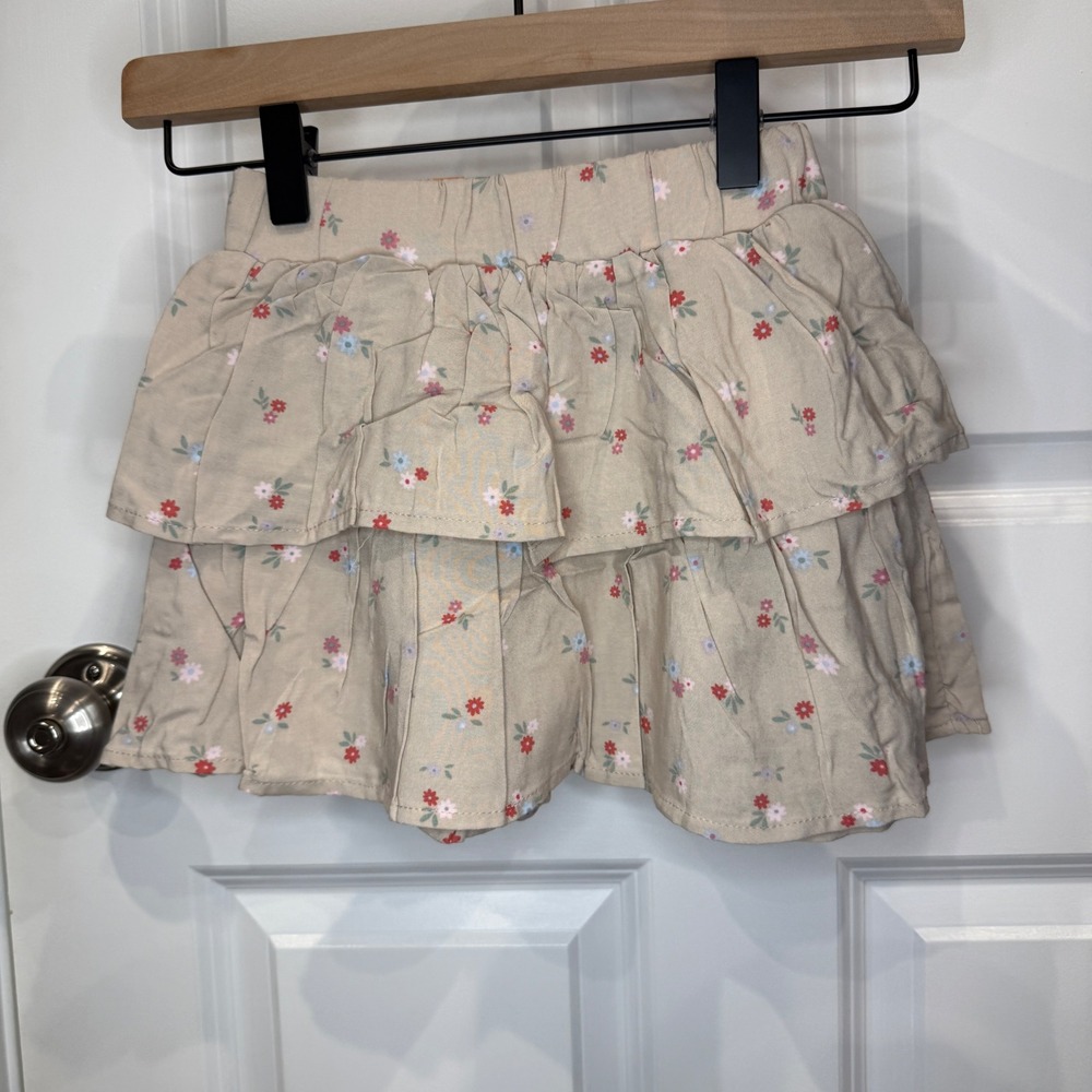 Garanimals Girls Floral Tiered Ruffle Skort Tan Beige Pink Blue Size 4T NWT